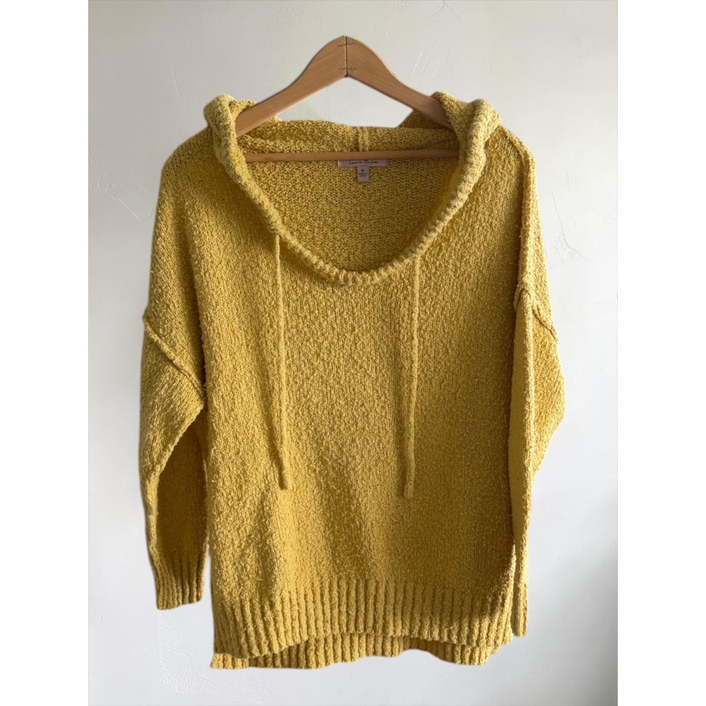 Love Tree Mustard Yellow Popcorn Knit Hoodie‎ Sweater Medium